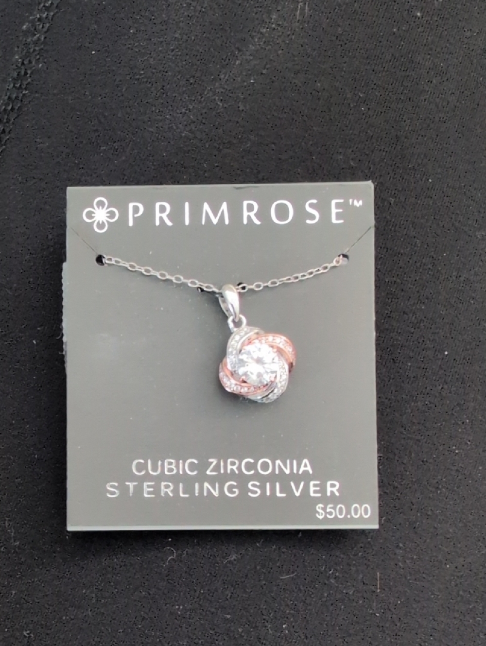 Primrose Rose Gold & Silver Knot Pendant Necklace with Cubic Zirconia
